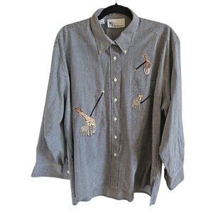 MILI Designs Woman SZ XL Gingham Western Shirt With Embroidered Animals  Novelty